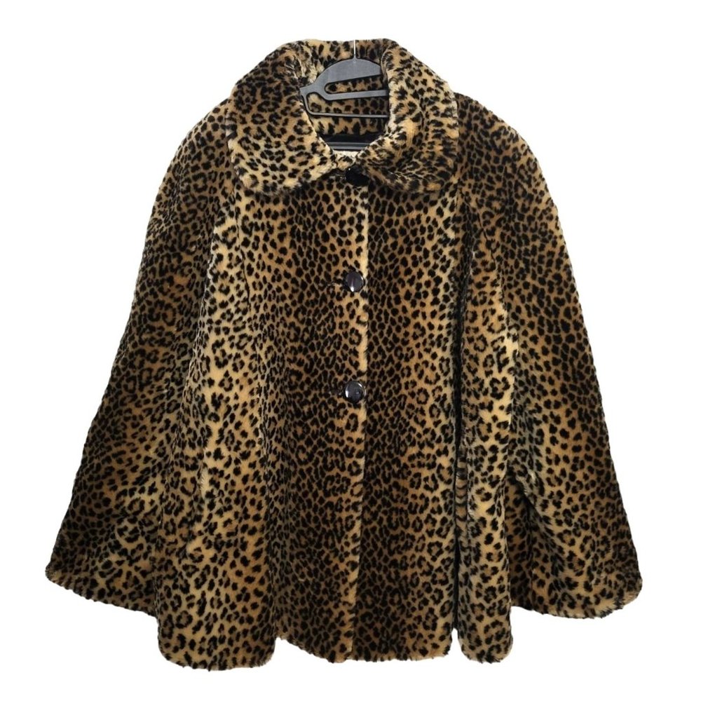 Vintage Leopard Pattern Faux Fur Cape